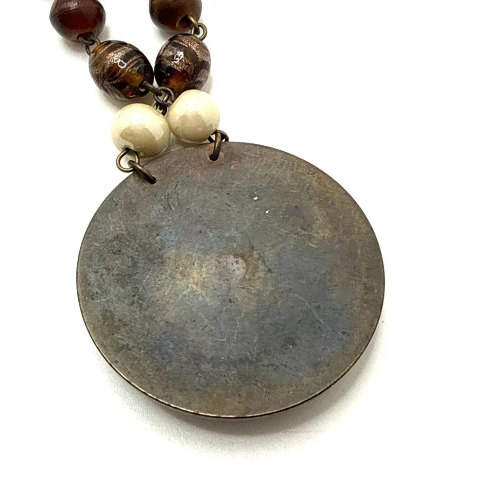 Vintage THE LIMITED Pendant Necklace Lampwork Glass Metal Acrylic Beads 34